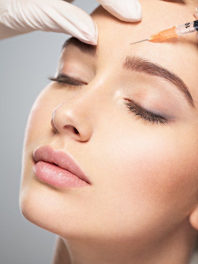 Woman,Getting,Cosmetic,Injection,Of,Botox,Near,Eyes,,Closup.,Woman